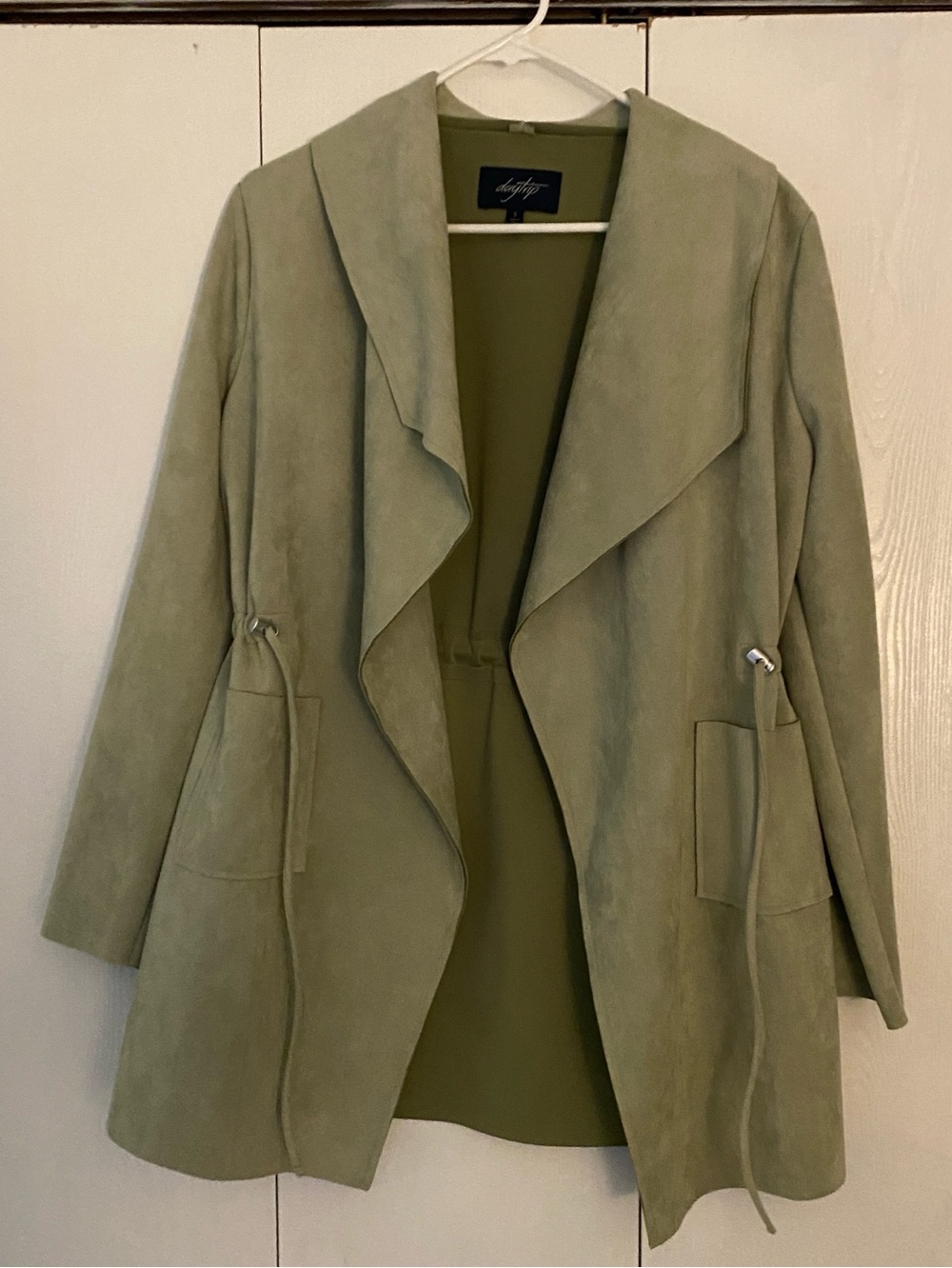 Daytrip Draped Open-Front Jacket in Sage Green